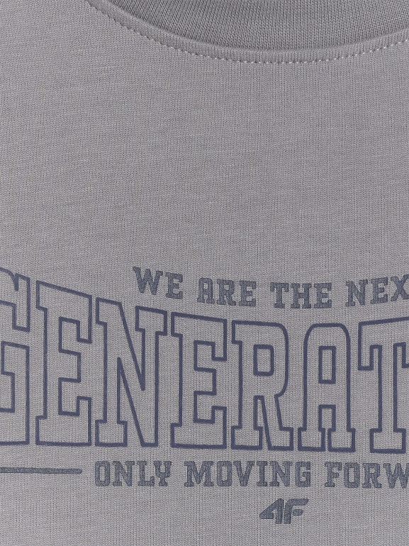 Chłopięcy longsleeve z nadrukiem 4F 4FJRSS26TLONM631 - szary