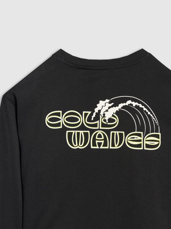 Chłopięcy longsleeve z nadrukiem 4F 4FJWSS25TLONM435 - czarny