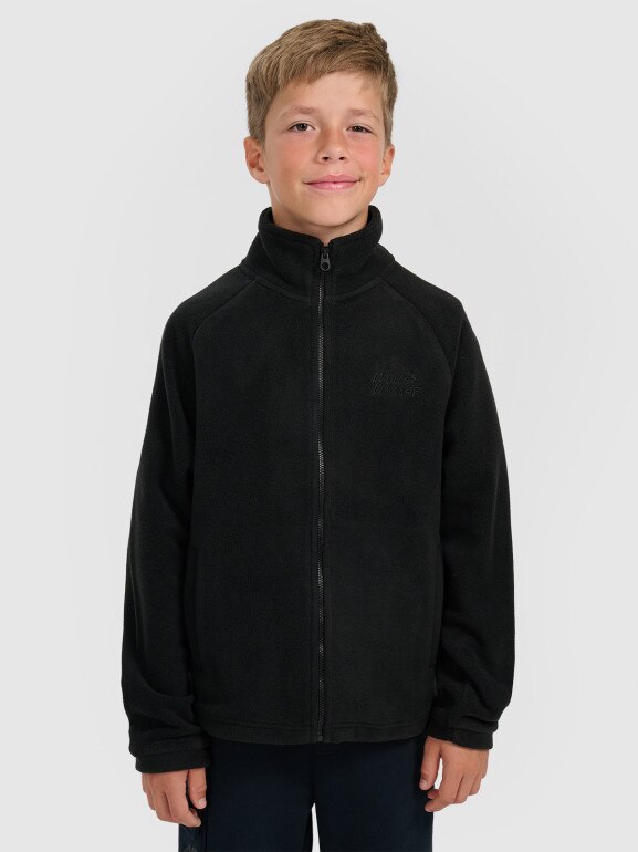 Chłopięcy polar rozpinany ze stójką 4F 4FJRAW25TFLEM490 - czarny