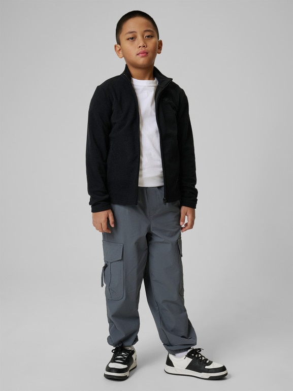 Chłopięcy polar rozpinany ze stójką 4F 4FJRSS26TFLEM508 - czarny