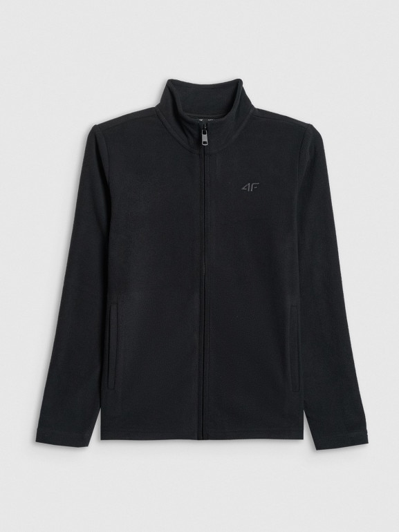 Chłopięcy polar rozpinany ze stójką 4F 4FJRSS26TFLEM508 - czarny