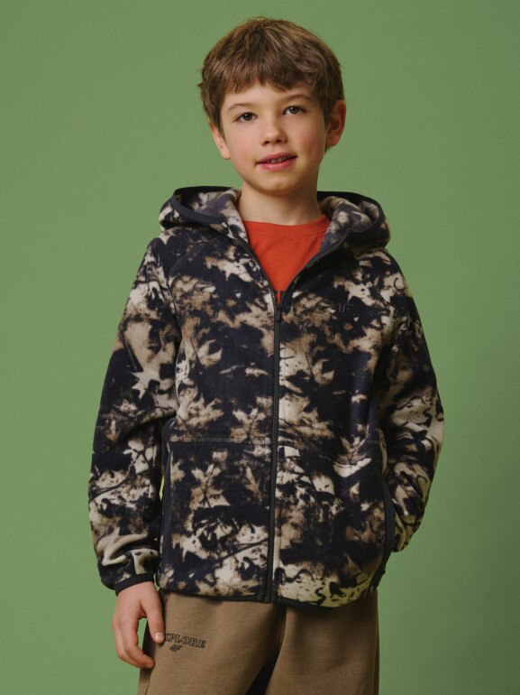 Chłopięcy polar z nadrukiem 4F 4FJRSS26TFLEM498 - multikolor