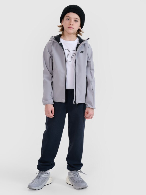 Chłopięcy softshell 4F 4FJWSS25TSOFM306 - szary