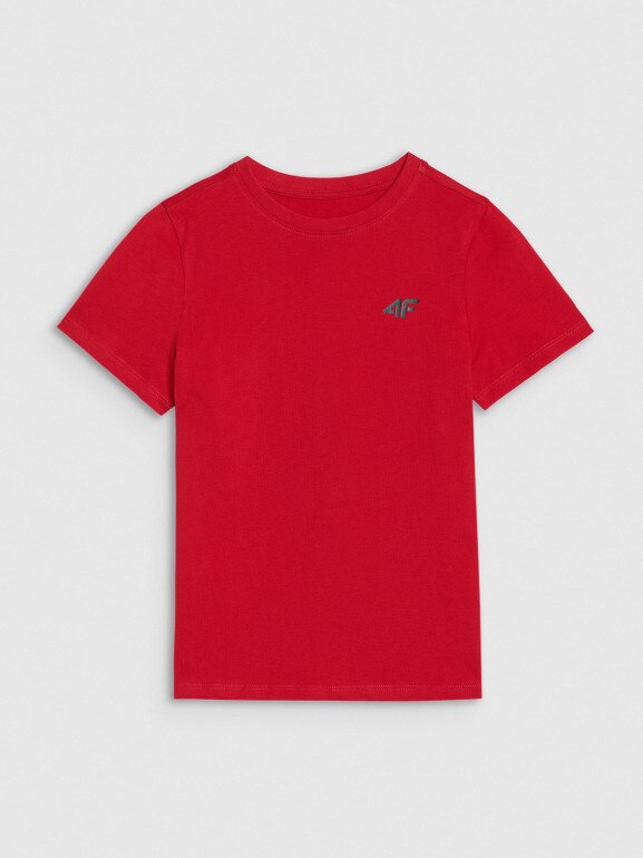 Chłopięcy t-shirt basic 4F 4FJWSS25TTSHM2178 - czerwony