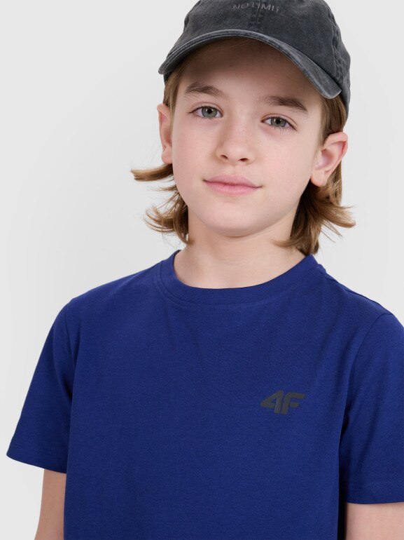 Chłopięcy t-shirt basic 4F 4FJWSS25TTSHM2178 - niebieski