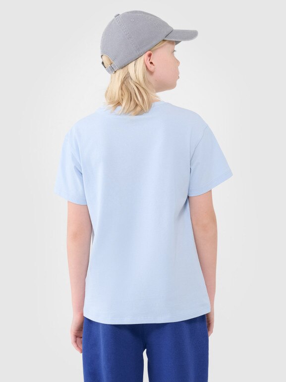 Chłopięcy t-shirt oversize 4F 4FJWSS25TTSHM2324 - niebieski