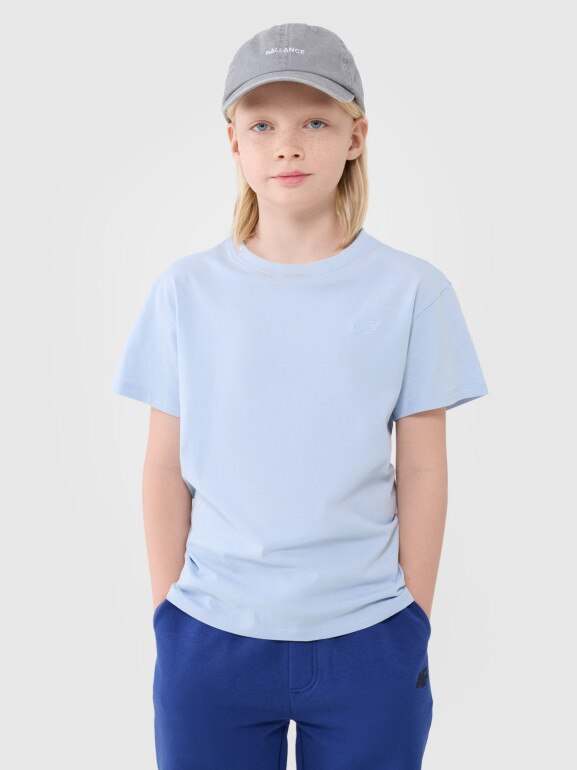 Chłopięcy t-shirt oversize 4F 4FJWSS25TTSHM2324 - niebieski