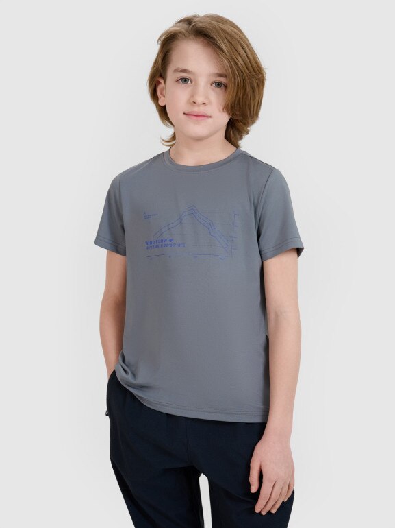 Chłopięcy t-shirt trekkingowy 4F 4FJWSS25TFTSM1212 - szary