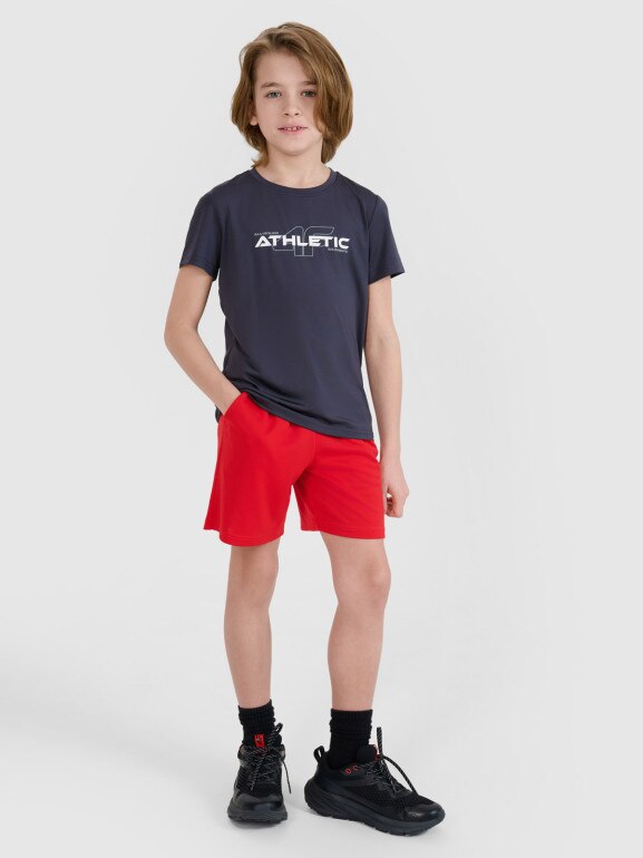 Chłopięcy t-shirt treningowy 4F 4FJWSS25TFTSM1209 - szary