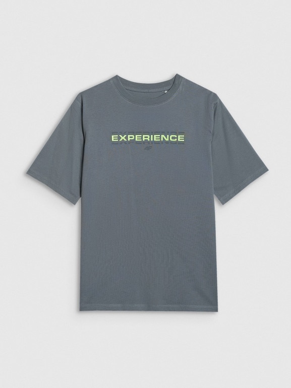 Chłopięcy t-shirt z nadrukiem 4F 4FJRAW25TTSHM3166- szary