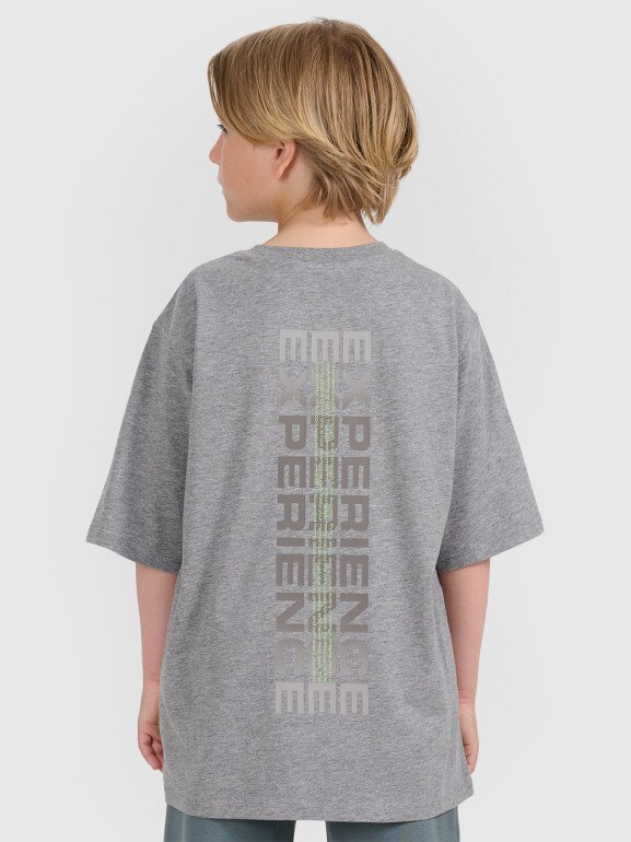 Chłopięcy t-shirt z nadrukiem 4F 4FJRAW25TTSHM3166- szary