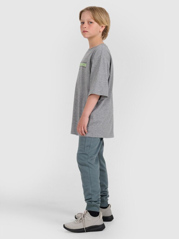 Chłopięcy t-shirt z nadrukiem 4F 4FJRAW25TTSHM3166- szary
