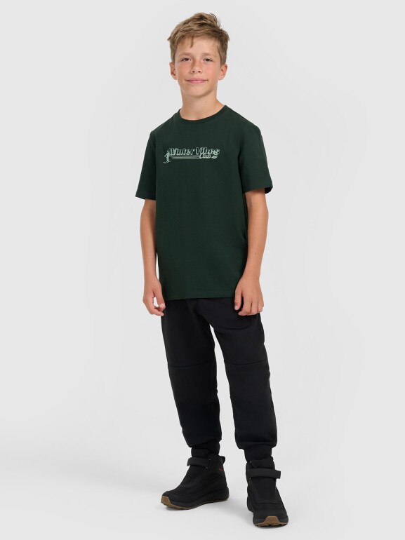 Chłopięcy t-shirt z nadrukiem 4F 4FJRAW25TTSHM3168 - zielony