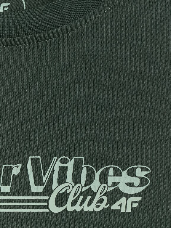 Chłopięcy t-shirt z nadrukiem 4F 4FJRAW25TTSHM3168 - zielony