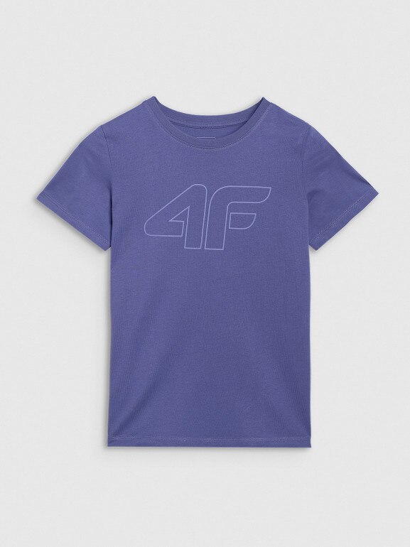 Chłopięcy t-shirt z nadrukiem 4F 4FJRAW25TTSHM3261 - niebieski