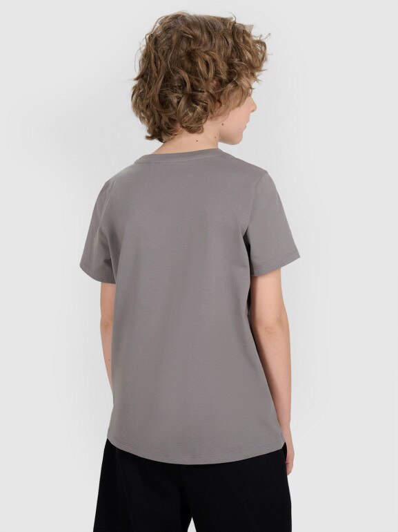 Chłopięcy t-shirt z nadrukiem 4F 4FJRAW25TTSHM3261 - szary