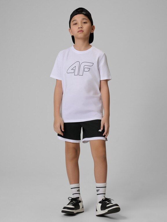 Chłopięcy t-shirt z nadrukiem 4F 4FJRSS26TTSHM3599 - biały