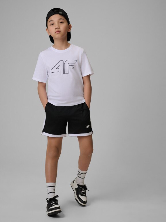 Chłopięcy t-shirt z nadrukiem 4F 4FJRSS26TTSHM3599 - biały