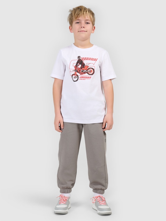 Chłopięcy t-shirt z nadrukiem 4F 4FJRSS26TTSHM3682 - biały