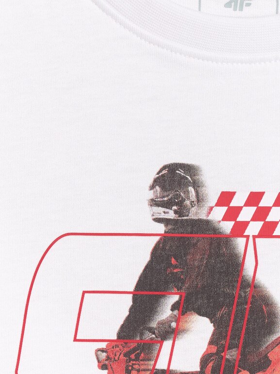 Chłopięcy t-shirt z nadrukiem 4F 4FJRSS26TTSHM3682 - biały