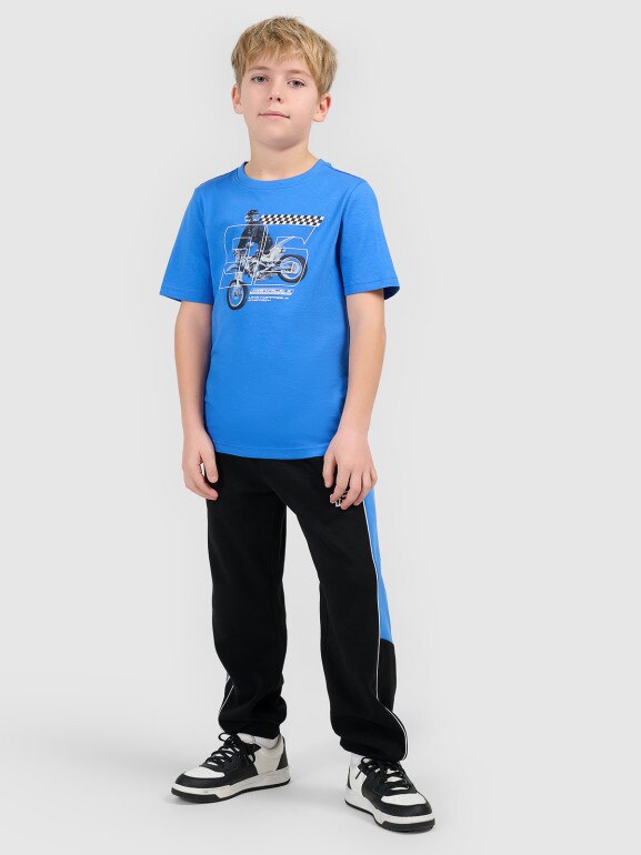 Chłopięcy t-shirt z nadrukiem 4F 4FJRSS26TTSHM3682 - niebieski