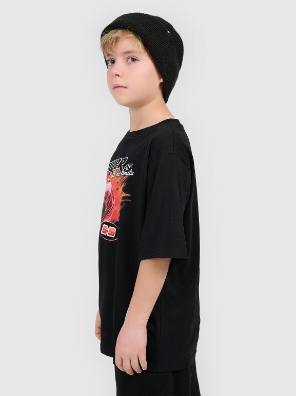 Chłopięcy t-shirt z nadrukiem 4F 4FJRSS26TTSHM3683 - czarny