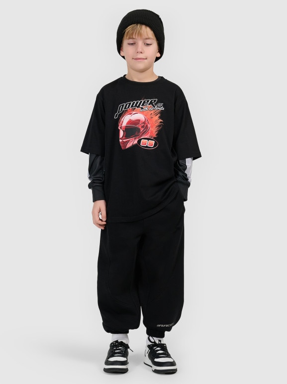 Chłopięcy t-shirt z nadrukiem 4F 4FJRSS26TTSHM3683 - czarny