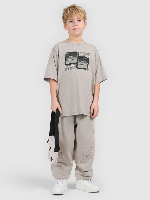 Chłopięcy t-shirt z nadrukiem 4F 4FJRSS26TTSHM3684 - szary