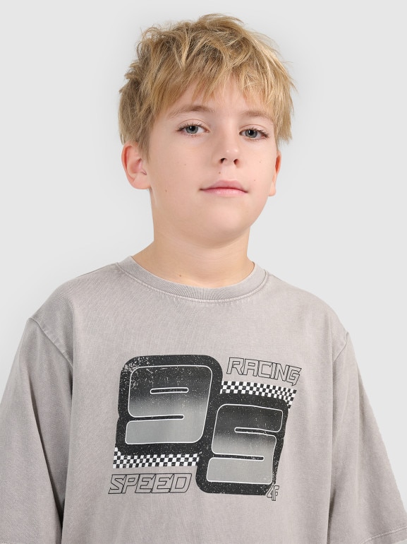 Chłopięcy t-shirt z nadrukiem 4F 4FJRSS26TTSHM3684 - szary