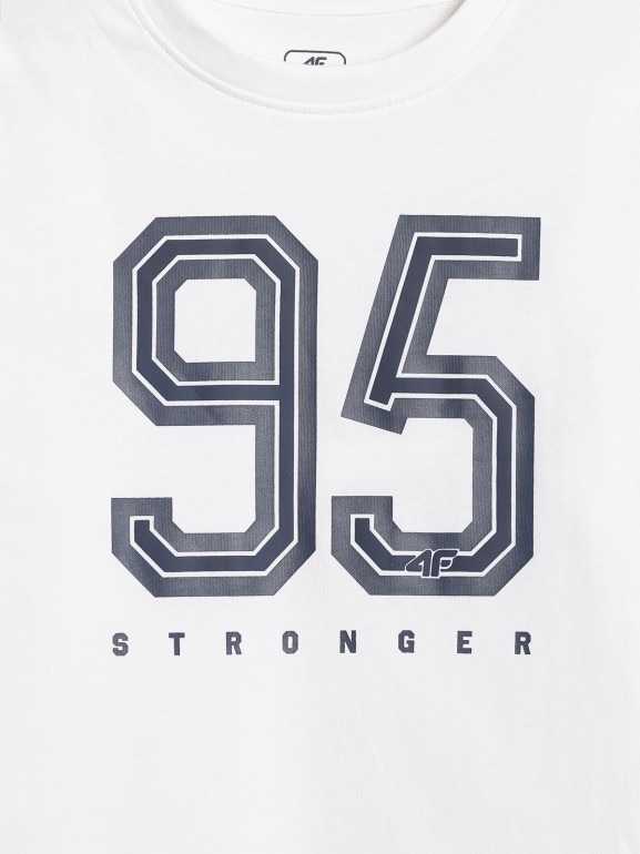 Chłopięcy t-shirt z nadrukiem 4F 4FJRSS26TTSHM3786 - biały