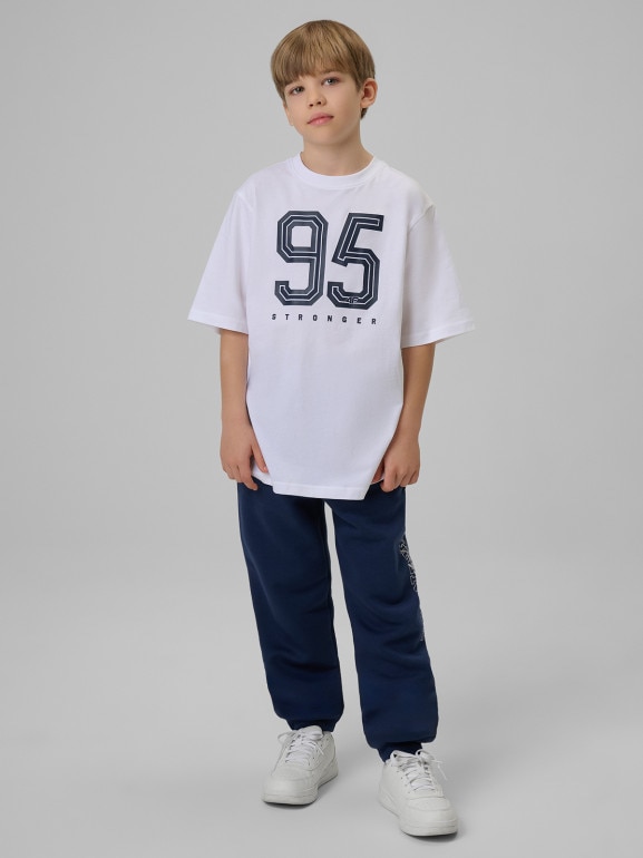 Chłopięcy t-shirt z nadrukiem 4F 4FJRSS26TTSHM3786 - biały