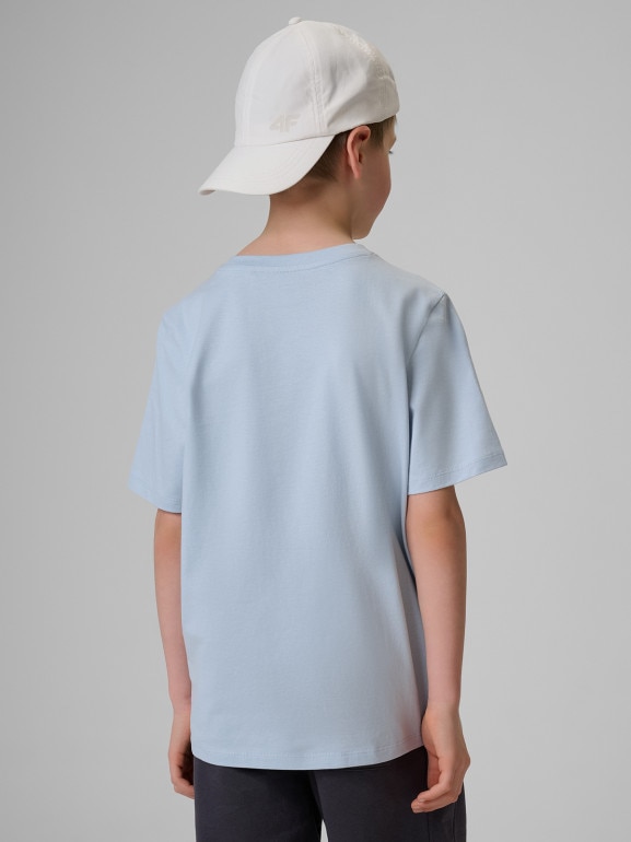 Chłopięcy t-shirt z nadrukiem 4F 4FJRSS26TTSHM3859 - niebieski