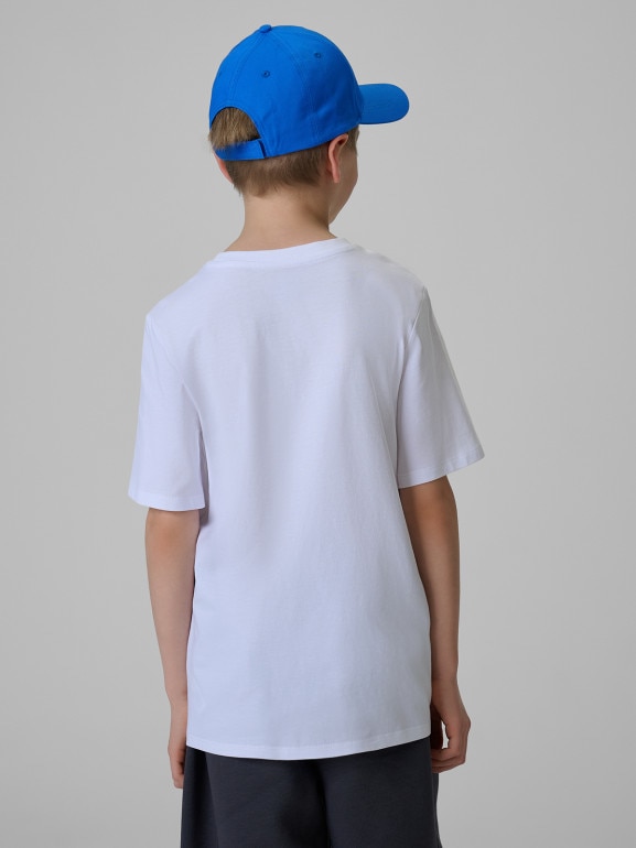 Chłopięcy t-shirt z nadrukiem 4F 4FJRSS26TTSHM3864 - biały