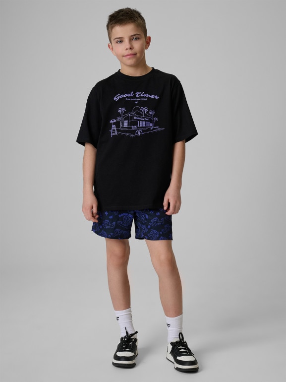 Chłopięcy t-shirt z nadrukiem 4F 4FJRSS26TTSHM3907 - czarny