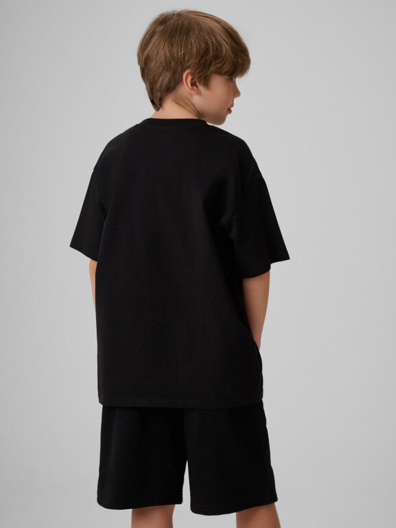 Chłopięcy t-shirt z nadrukiem 4F 4FJRSS26TTSHM4169 - czarny