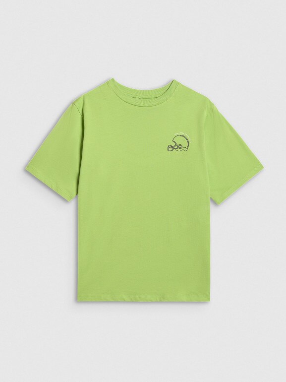 Chłopięcy t-shirt z nadrukiem 4F 4FJWAW25TTSHM2412 - zielony