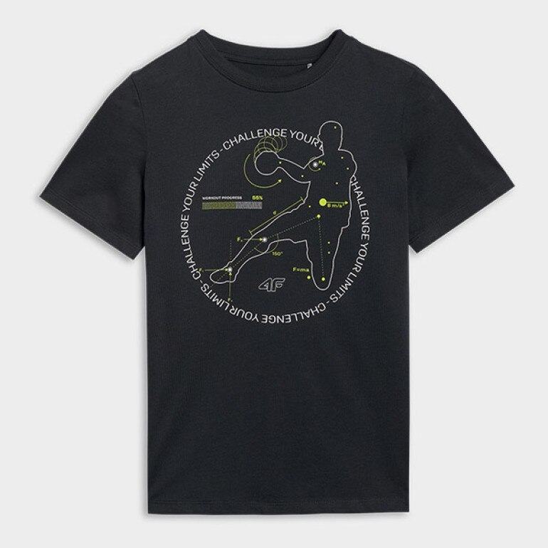 Chłopięcy t-shirt z nadrukiem 4F 4FJWAW25TTSHM2413 - czarny