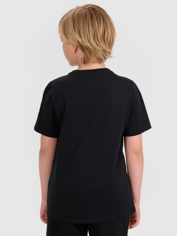 Chłopięcy t-shirt z nadrukiem 4F 4FJWAW25TTSHM2413 - czarny