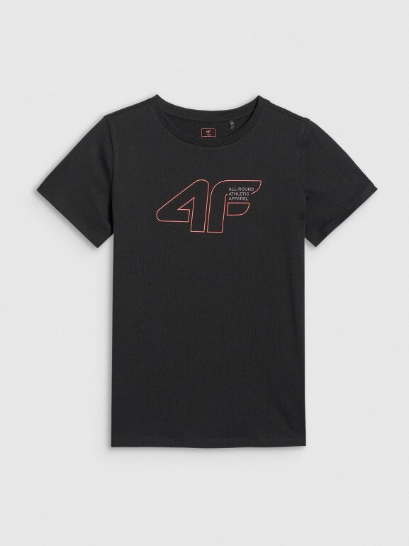 Chłopięcy t-shirt z nadrukiem 4F 4FJWAW25TTSHM2417 - czarny