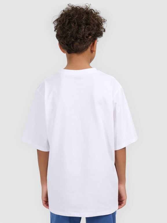 Chłopięcy t-shirt z nadrukiem 4F 4FJWSS26TFTSM1968 - biały