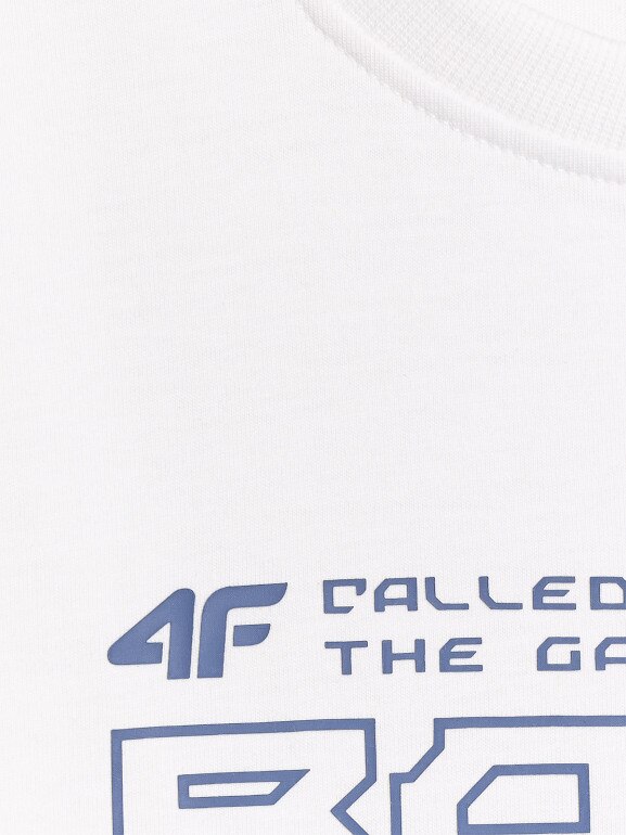 Chłopięcy t-shirt z nadrukiem 4F 4FJWSS26TFTSM1968 - biały