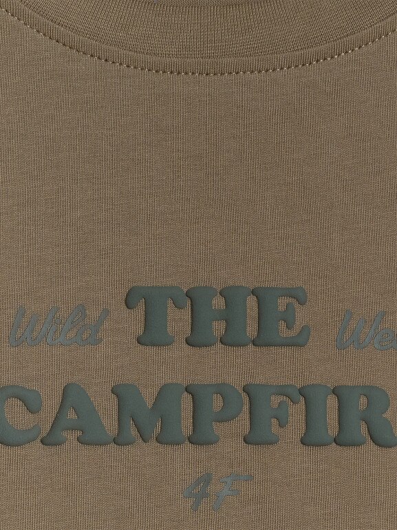 Chłopięcy t-shirt z nadrukiem 4F 4FJWSS26TTSHM2813 - khaki