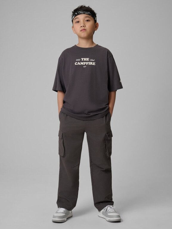 Chłopięcy t-shirt z nadrukiem 4F 4FJWSS26TTSHM2813 - szary