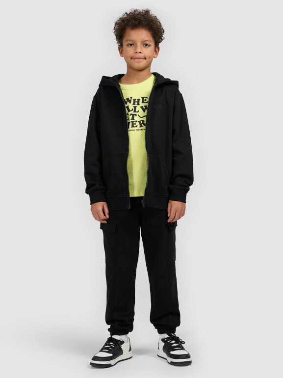 Chłopięcy t-shirt z nadrukiem 4F 4FJWSS26TTSHM2816 - żółty