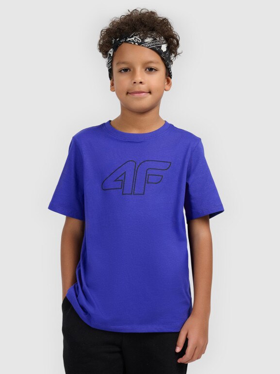 Chłopięcy t-shirt z nadrukiem 4F 4FJWSS26TTSHM3007 - niebieski