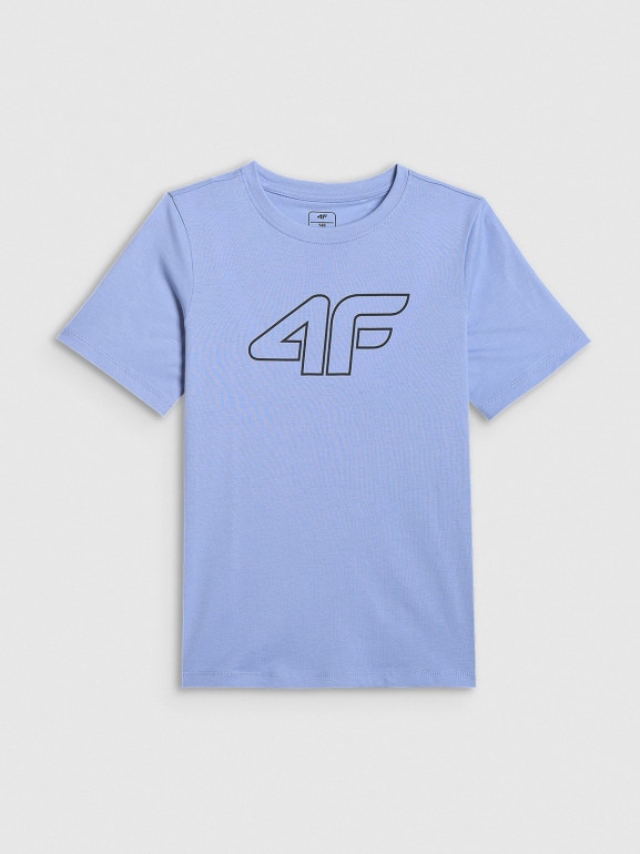 Chłopięcy t-shirt z nadrukiem 4F 4FJWSS26TTSHM3007 - niebieski