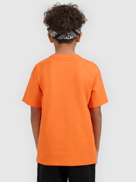 Chłopięcy t-shirt z nadrukiem 4F 4FJWSS26TTSHM3007 - pomarańczowy