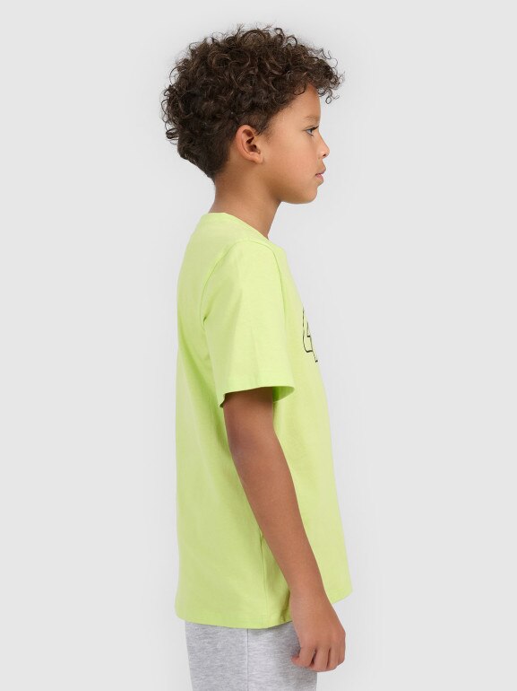 Chłopięcy t-shirt z nadrukiem 4F 4FJWSS26TTSHM3007 - zielony