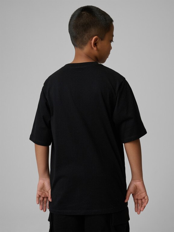 Chłopięcy t-shirt z nadrukiem 4F 4FJWSS26TTSHM3012 - czarny