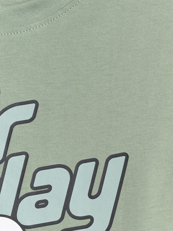 Chłopięcy t-shirt z nadrukiem 4F 4FJWSS26TTSHM3012 - zielony